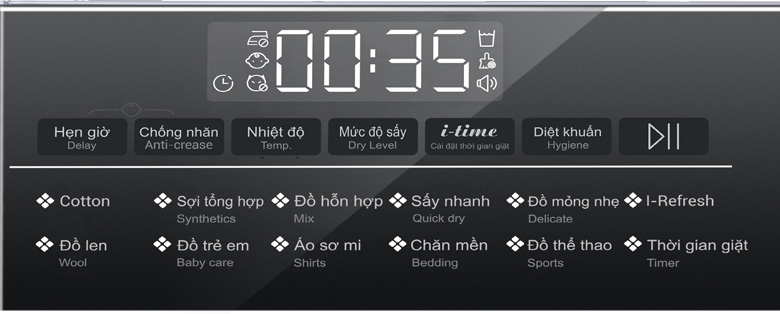 Máy sấy bơm nhiệt Aqua AQH-H1000J.PS 10kg - 10 chương trình sấy tích hợp sẵn