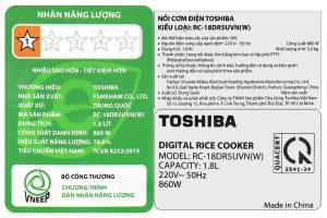 Nồi cơm điện tử Toshiba 1.8 lít RC-18DR5UVN(W)
