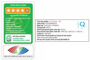 Google Tivi QLED Aqua 4K 85 inch AQT85S800UX