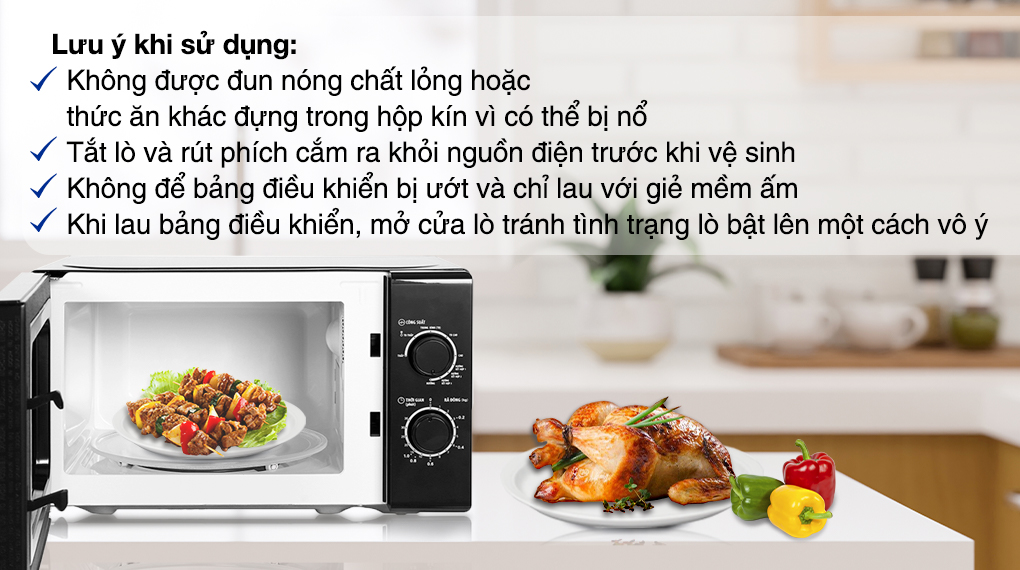 Lưu ý khi sử dụng lò vi sóng