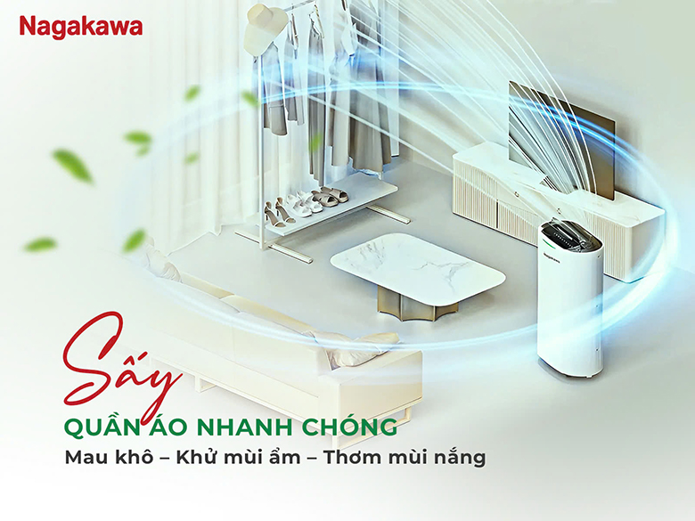 Máy hút ẩm Nagakawa NAD8569 - Tích hợp tính năng sấy quần áo