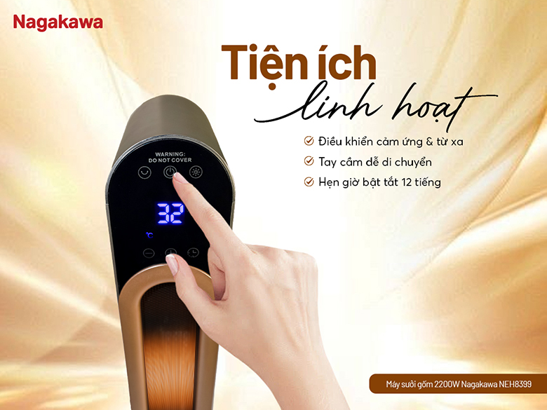 Quạt sưởi gốm NEH8399 điều khiển cảm ứng