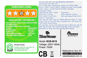Nồi cơm nắp gài BlueStone 1.8 lít RCB-5519