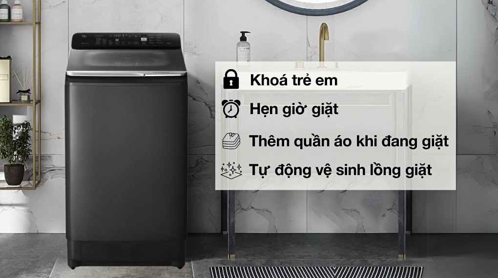 Tiện ích - Máy giặt Hitachi Inverter 12 kg LTL 12MVJWT GG