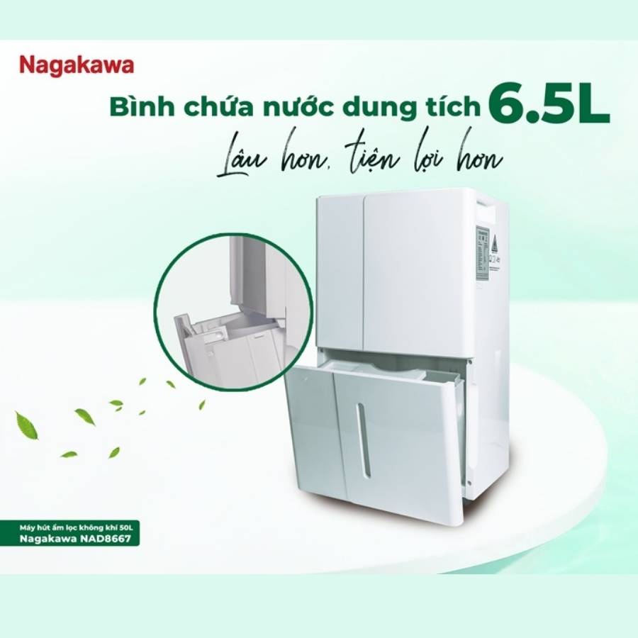 Máy hút ẩm Nagakawa NAD8667 50L lọc không khí