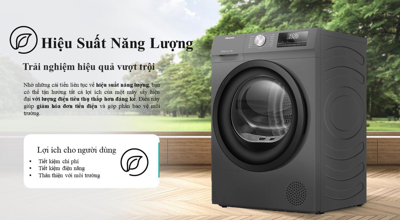 Máy sấy quần áo bơm nhiệt Hisense 