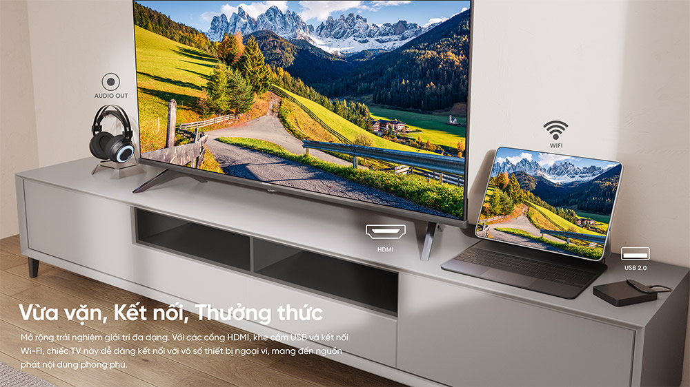 Kết nối đa dạng Tivi Hisense Full HD 43 inch 43A4Q