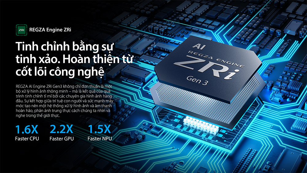 Bộ xử lý Regza Engine ZRi Tivi Mini LED Toshiba AI 4K 75 inch 75Z670RP