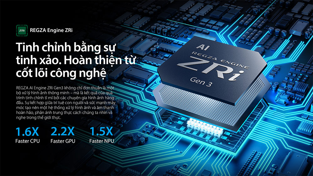 Bộ xử lý Regza Engine ZRi Tivi Mini LED Toshiba AI 4K 85 inch 85Z770RP