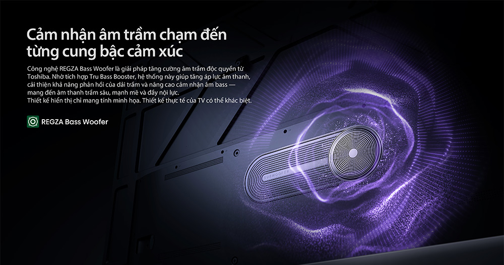 Công nghệ Regza Bass Woofer Tivi Mini LED Toshiba AI 4K 65 inch 65Z770RP