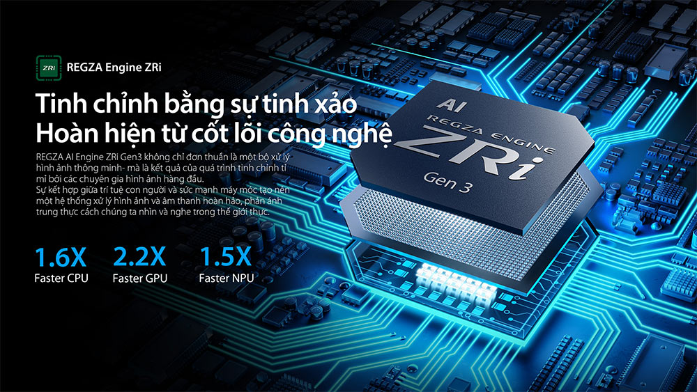 Bộ xử lý REGZA Engine ZRi Tivi QLED Toshiba AI 4K 100 Inch 100Z570RP