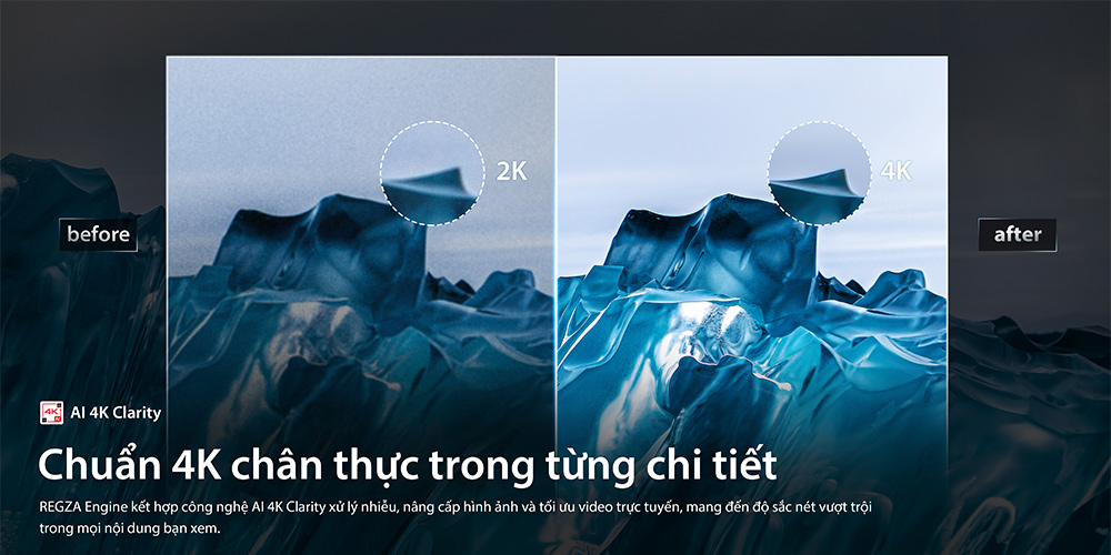 Công nghệ AI 4K Clarity Tivi QLED Toshiba AI 4K 65 inch 65Z570RP