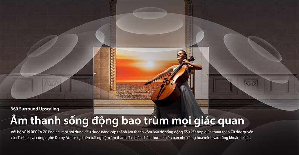 360 Surround Upscaling Tivi Toshiba AI 4K 85 inch 85C350RP