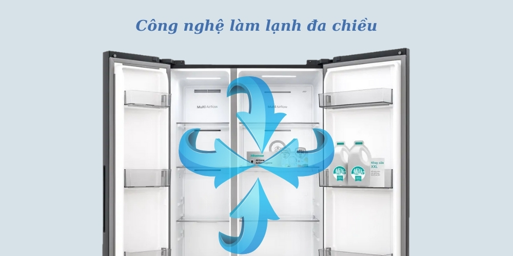 Tủ Lạnh Hisense RS708N4EBU làm lạnh đồng đều mọi ngóc ngách trong tủ