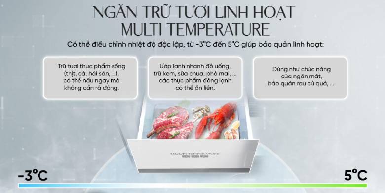 Tủ lạnh Sharp Inverter 466 lít SJ-FXP560V-MG - Ngăn trữ tươi linh hoạt -3°C đến 5°C