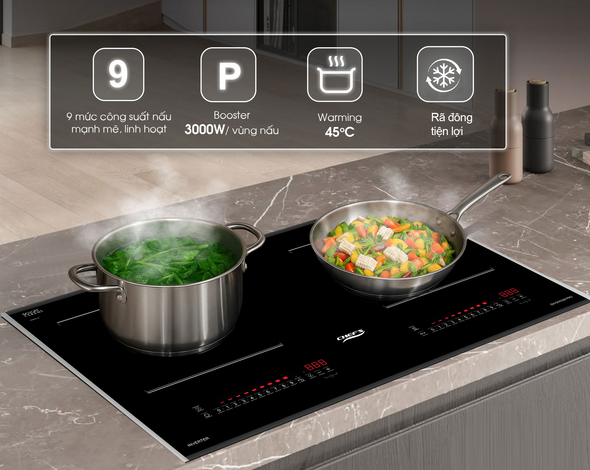 Tính năng thông minh trên bếp Chef's EH-DIH326 PRO