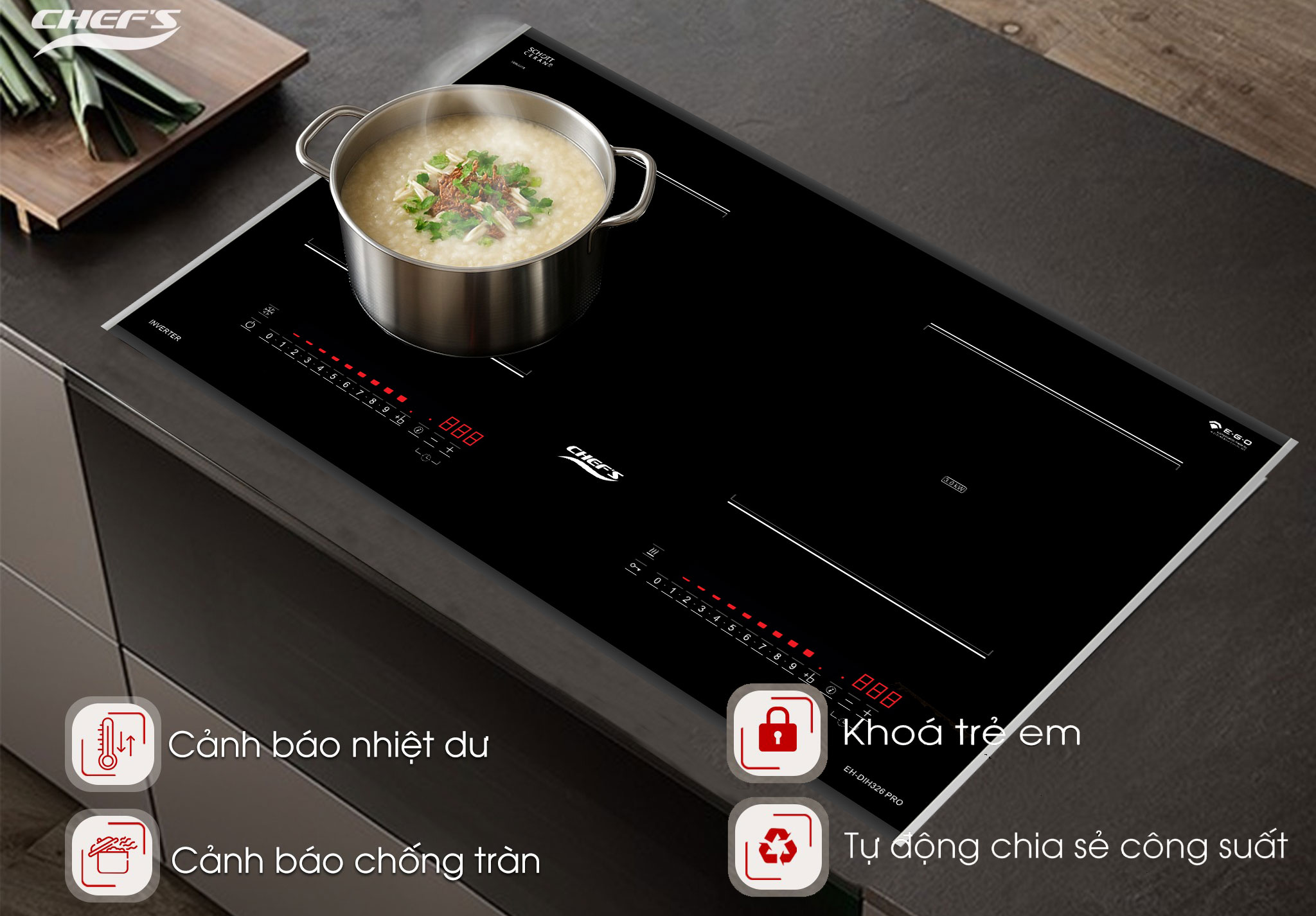 Tính năng an toàn trên bếp từ Chef's EH-DIH326 PRO