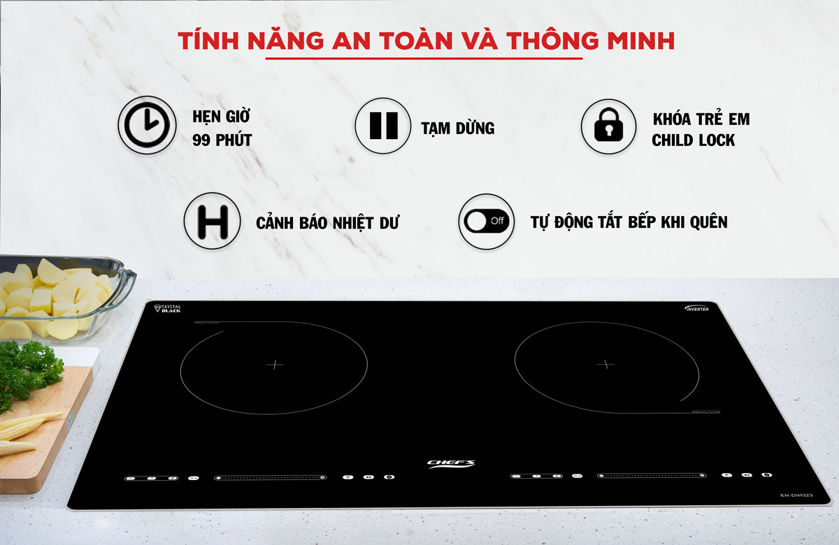 tính năng an toàn trên bếp từ Chef's