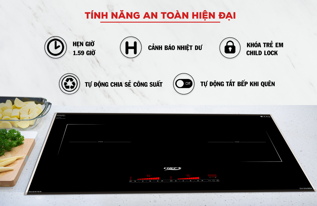 Tính năng an toàn trên bếp chef's EH-DIH889