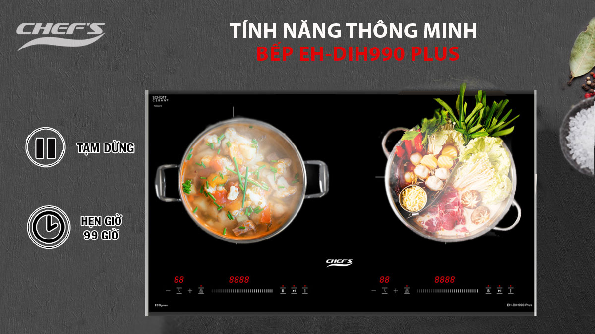 tính năng thông minh trên bếp chef's EH-DIH990 PLus