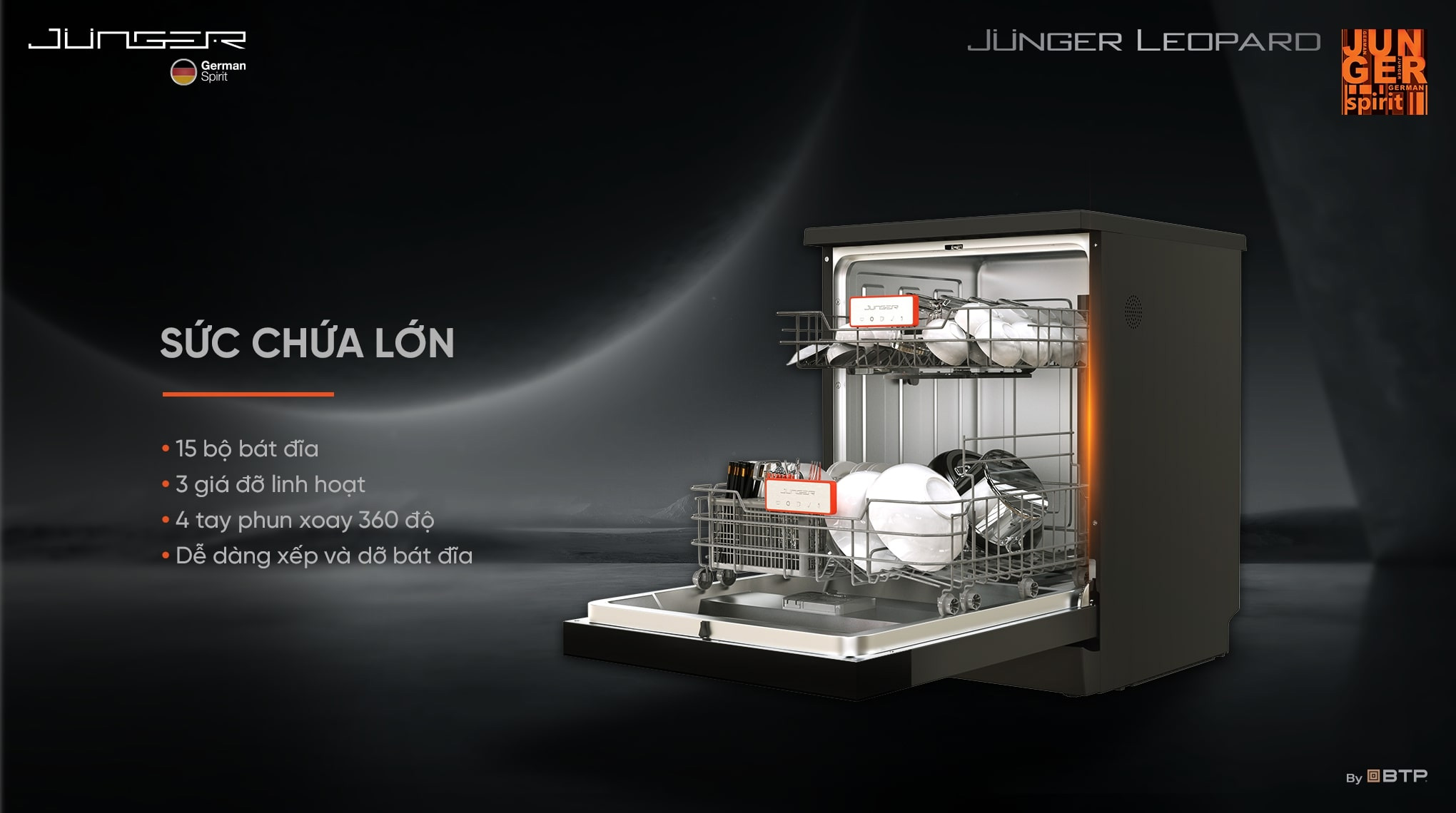 Máy rửa chén bát Junger Leopard DWJ-163-MS