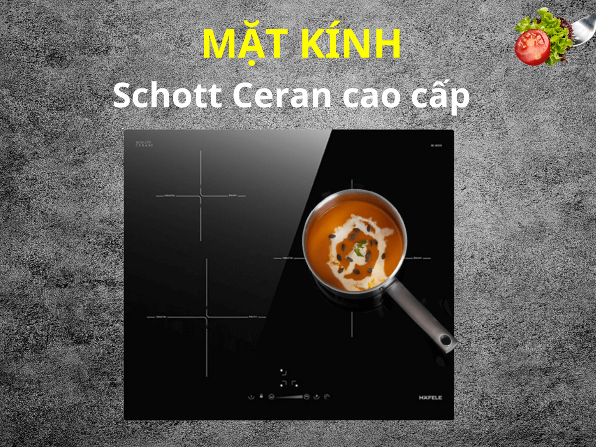 Mặt bếp từ âm Hafele HC-I603B được làm từ chất liệu kính Schott Ceran cao cấp