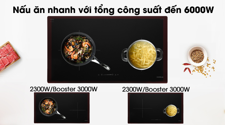 Bếp từ đôi HC-I772D có tổng công suất 6000W 