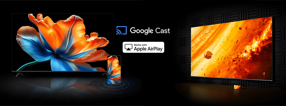 Tivi hỗ trợ trình chiếu qua Google Cast và Apple AirPlay