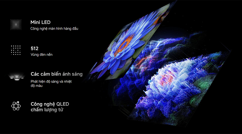 Công nghệ QD-MiniLED 512 vùng làm mờ cục bộ