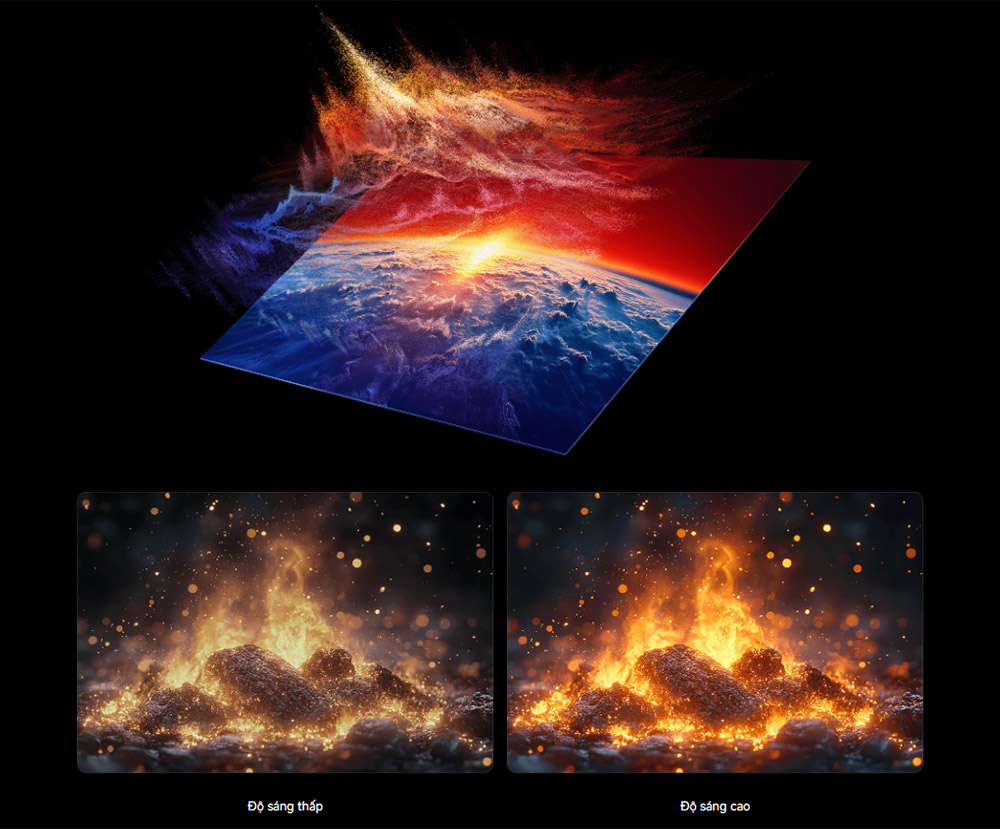 Tivi Xiaomi S QD-MiniLED 4K 75 inch L75MC-SSEA được trang bị độ sáng tối đa lên đến 1200 nits