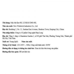 Máy hút ẩm LUMIAS D6S-60L