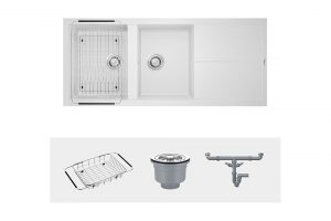 Chậu rửa bát Konox Granite Sink Livello Smart 1160 – White Silver