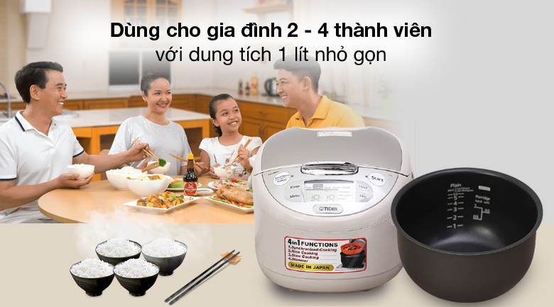 1 lít - Nồi cơm điện tử Tiger 1 lít JAX-S10W 