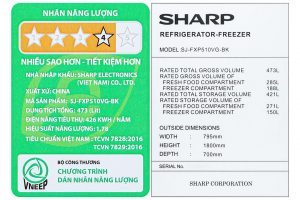 Tủ lạnh Sharp Inverter Multi Door 421 lít SJ-FXP510VG-BK