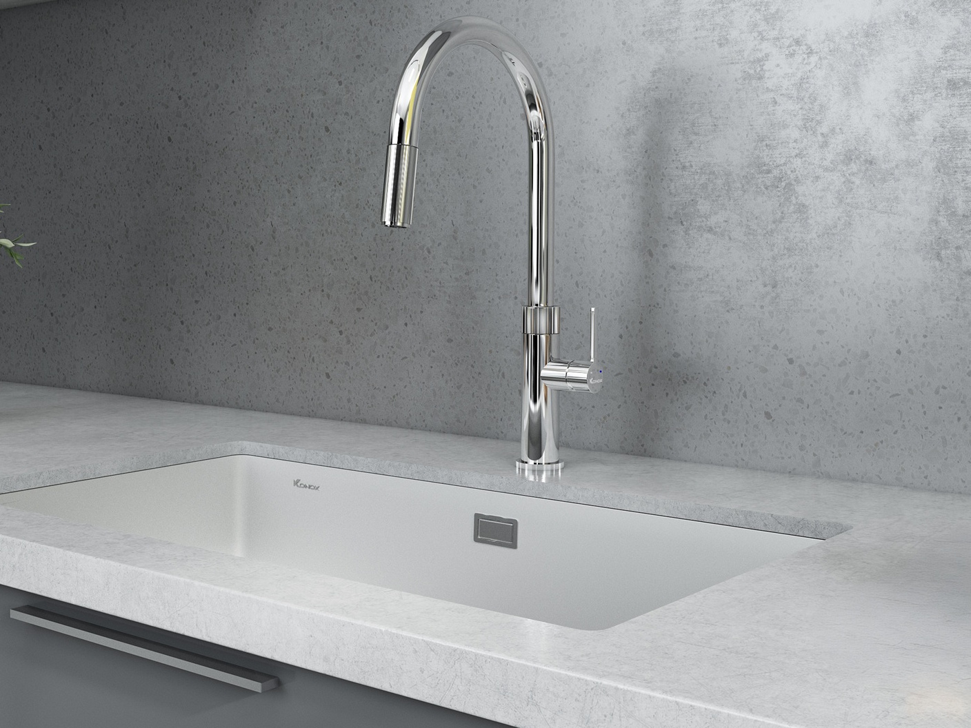 Vòi rửa bát dây rút Konox Lasi Chrome