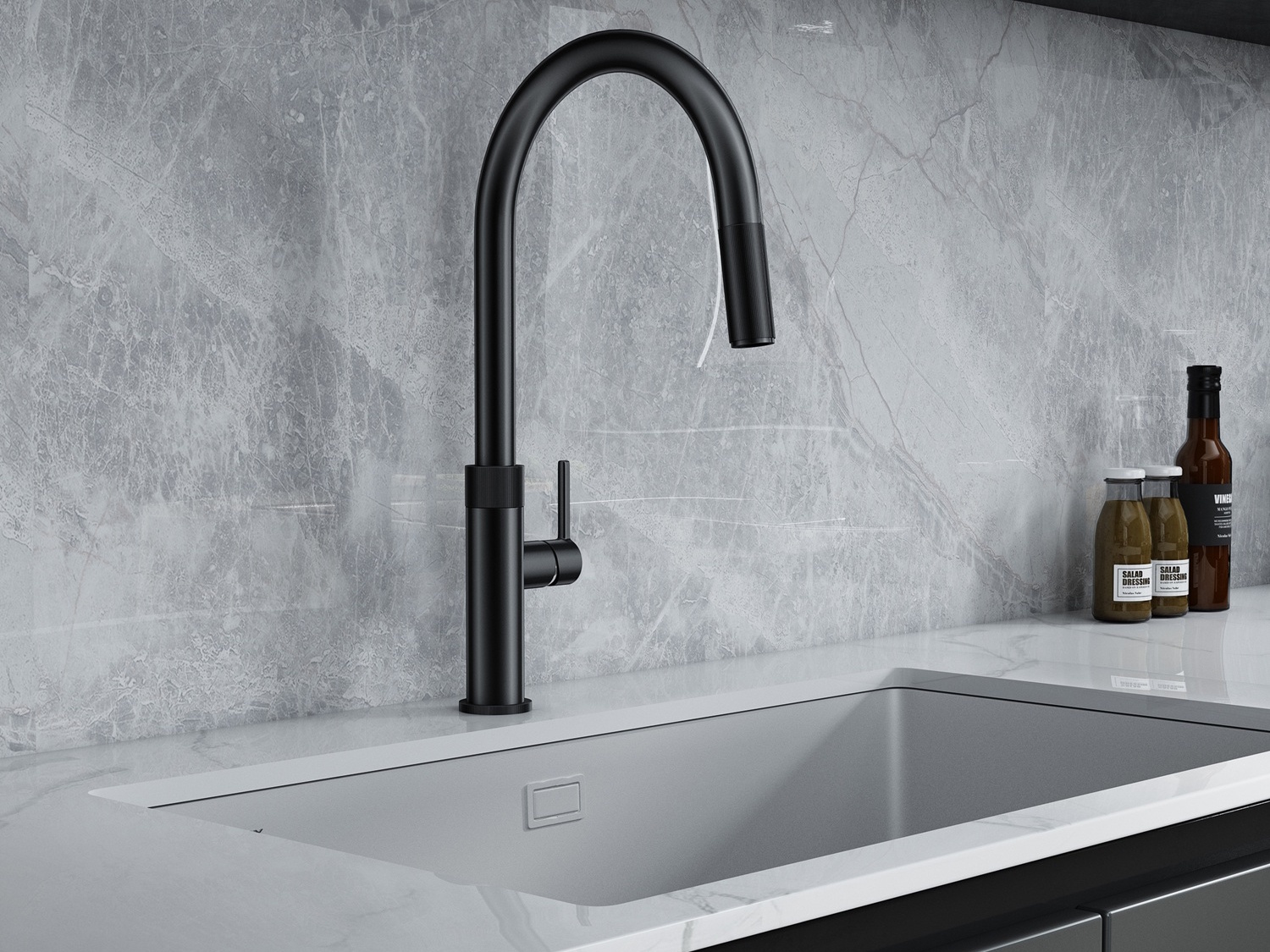 Vòi rửa bát dây rút Konox Lasi Gun Metal