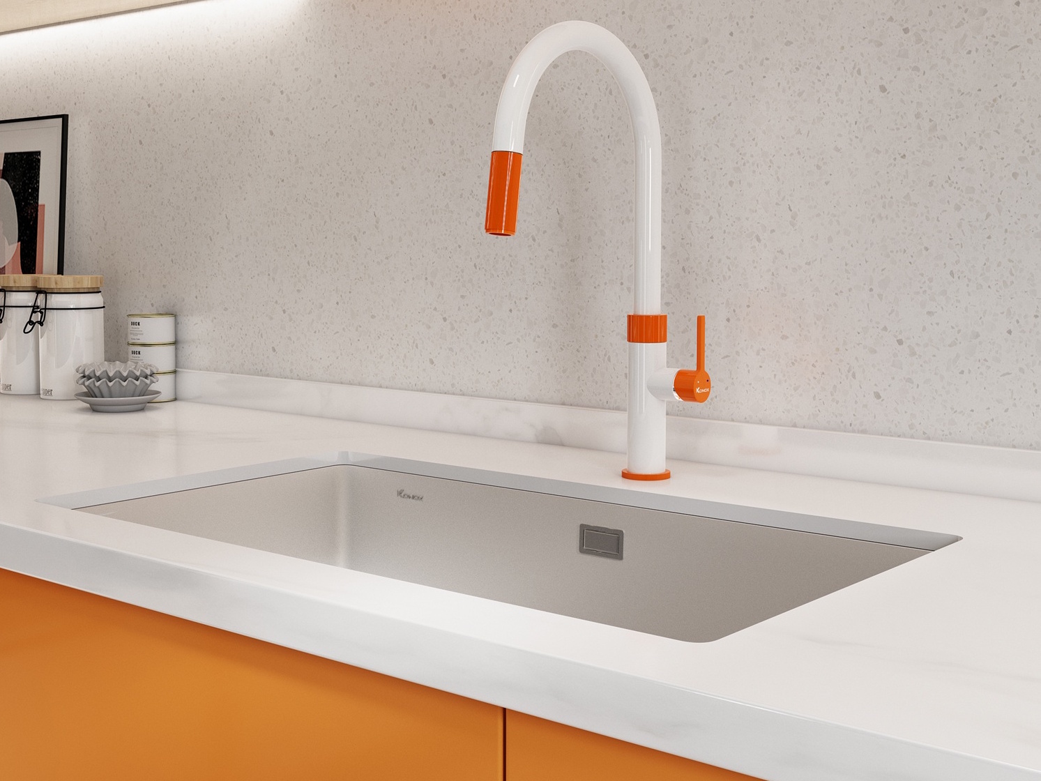 Vòi rửa bát dây rút Konox Lasi Orange