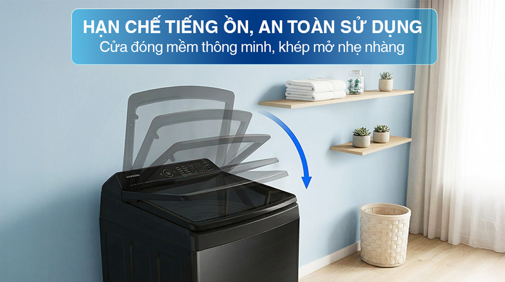 Cửa máy giặt WA40F95E1CSV đóng mềm thông minh