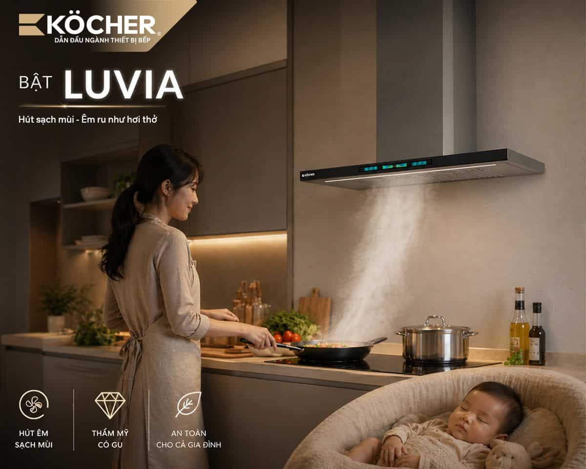 hút mùi kocher luvia black matte hoạt động êm ái