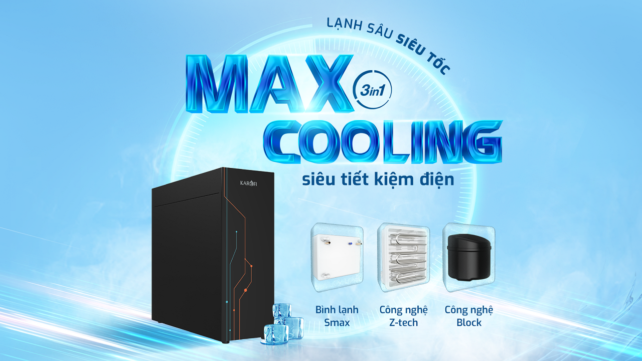 Máy làm nóng lạnh Karofi KAO-T90 có công nghệ Max Cooling 3 in 1