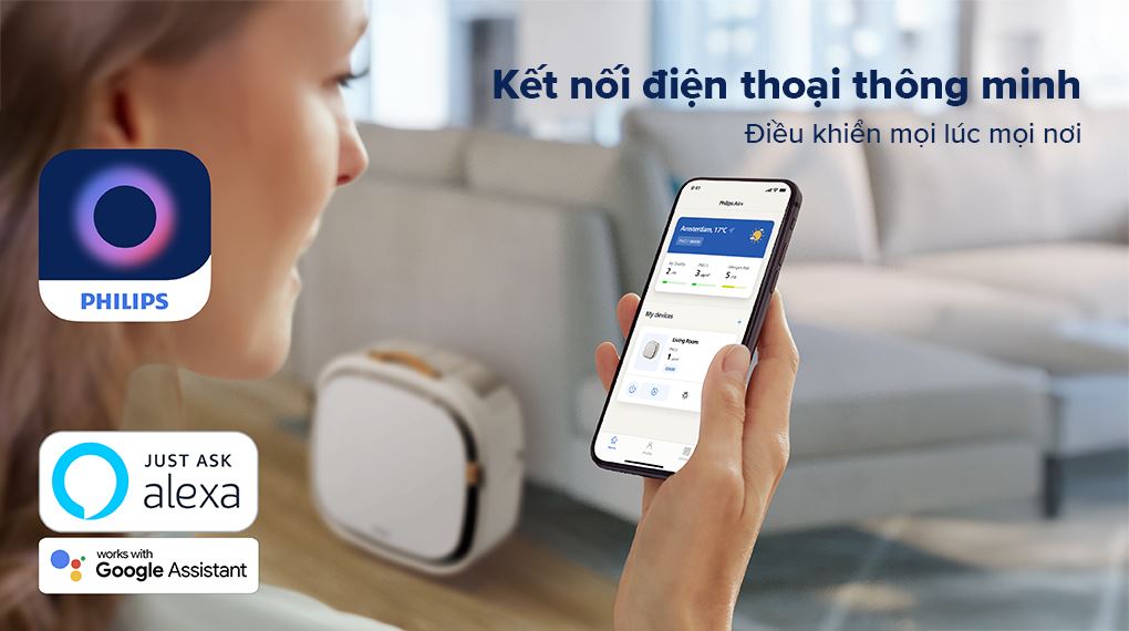 Kết nối điện thoại thông minh - Máy lọc không khí Philips AC3360/11 75W
