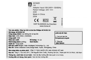 Máy lọc không khí tạo ẩm Philips AC3420/10 43W