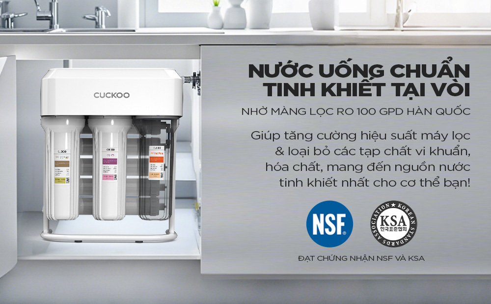 Nước sau lọc Cuckoo CP-ERPV0901U/WHVNCV đạt tiêu chuẩn uống trực tiếp