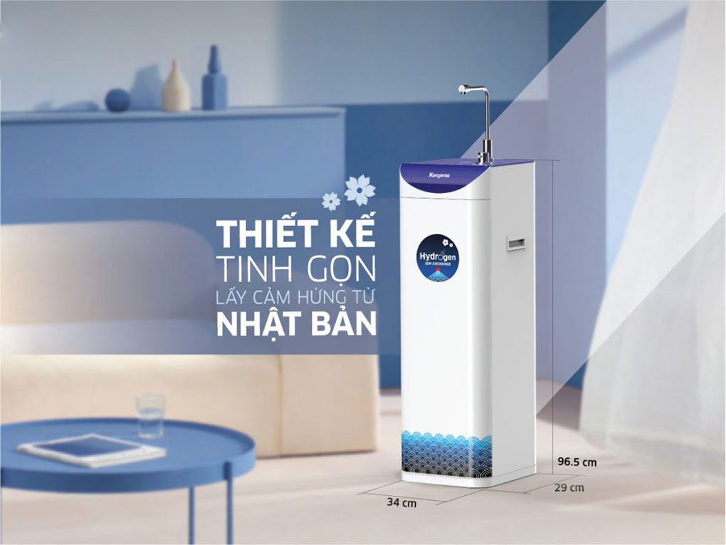Máy lọc nước Kangaroo Slim Hydrogen tích hợp nóng lạnh KG10A7S có kiểu dáng nhỏ gọn