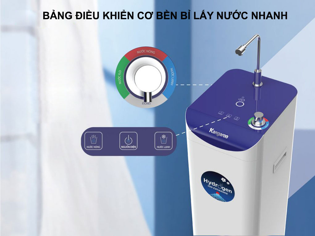 Kangaroo Slim Hydrogen KG10A7S tích hợp 1 vòi với 3 chế độ nước