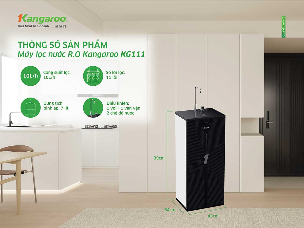 Máy lọc Kangaroo KG111 có khả năng lọc 10 lít nước một giờ