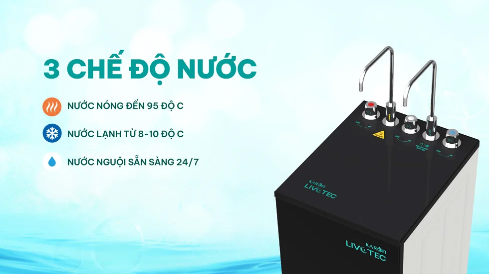 Máy lọc nước Karofi Livotec 630 (630S) có 3 chế độ nước