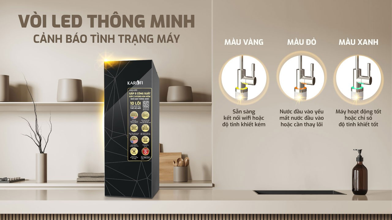 Karofi KAQ-U99 có vòi LED hiển thị thông minh – Dễ dàng kiểm soát