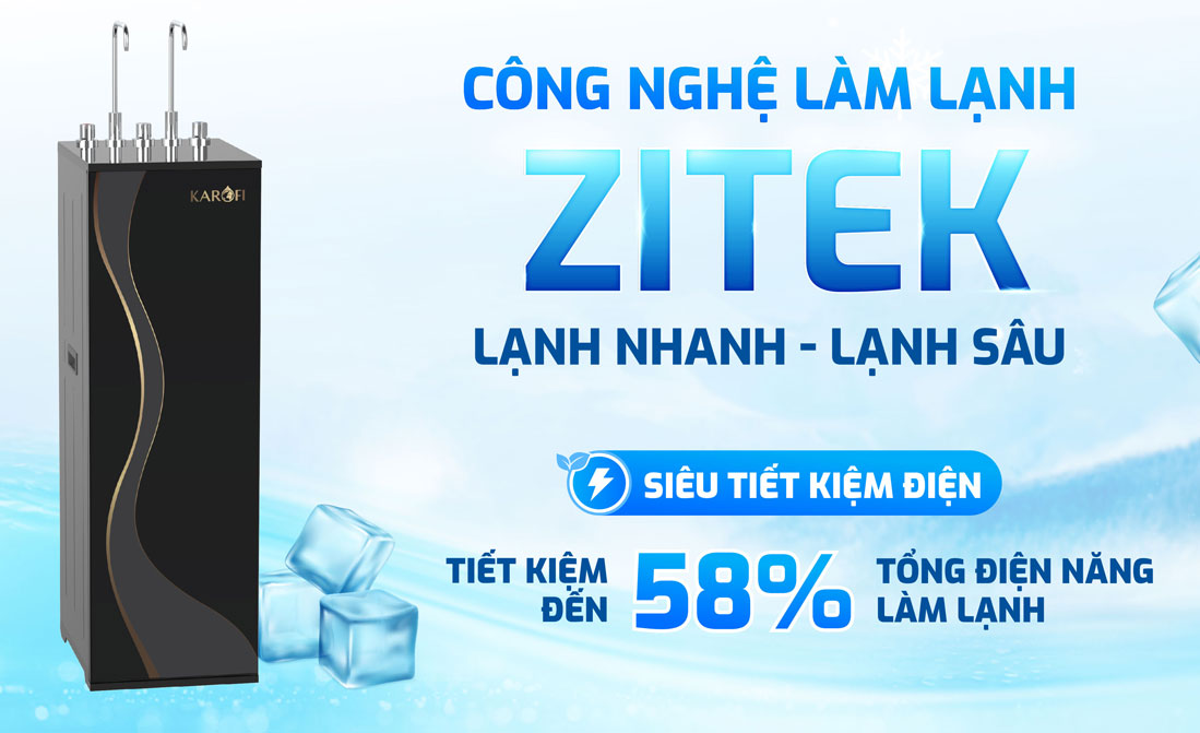 Karofi KAD-D66S Pro là mẫu máy lọc nước RO Karofi sử dụng công nghệ làm lạnh bằng máy nén Zitek