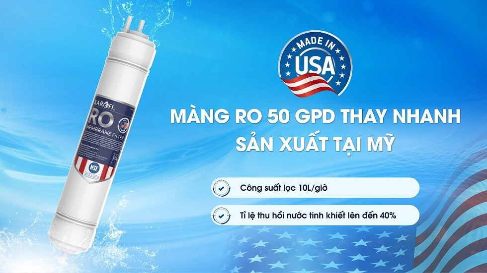 Máy lọc nước nóng lạnh Karofi dùng màng RO của Mỹ